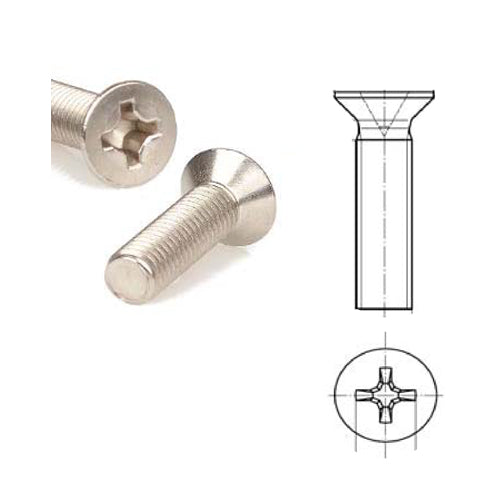 Vite testa piana svasata croce, acciaio inox, Confezione Blister, da 3x12 a 6x70