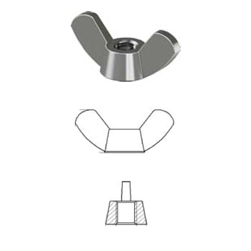 Dadi ad aletta, acciaio inox, Confezione Blister, da 3 a 10 mm