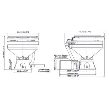 WC elettrico per Barca Camper Compact - In porcellana, 12 Volt con interuttore