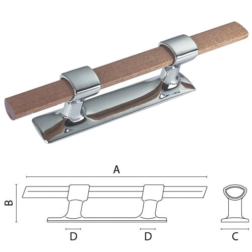 Bitta con traversa in legno per barca - in ottone- da 222 260 320 mm