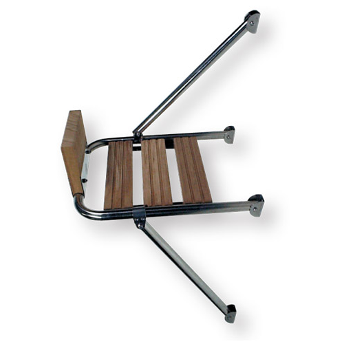 Plancetta per poppa barca, tubo inox da 25 mm, legno , con supporto motore