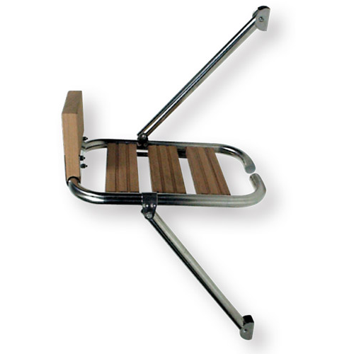 Plancetta per poppa gommone, tubo inox da 25 mm, legno, con supporto motore