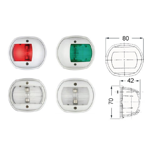 Luce di via Omologate RINA - Rosso/Verde/Bicolore - Fino a 12 mt per Barca