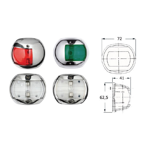 Luce di via Compact Omologate RINA - Rosso/Verde/Bicolore - Prua/Poppa