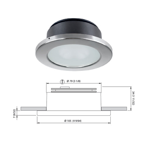 Plafoniera LED in Acciaio Inox 316 12/24v SONIA, Faretto LED Barca Camper