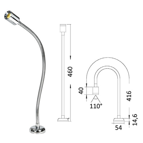 Plafoniera LED per Barca e Camper, 12 volt, con Interuttore, In ottone Cromato