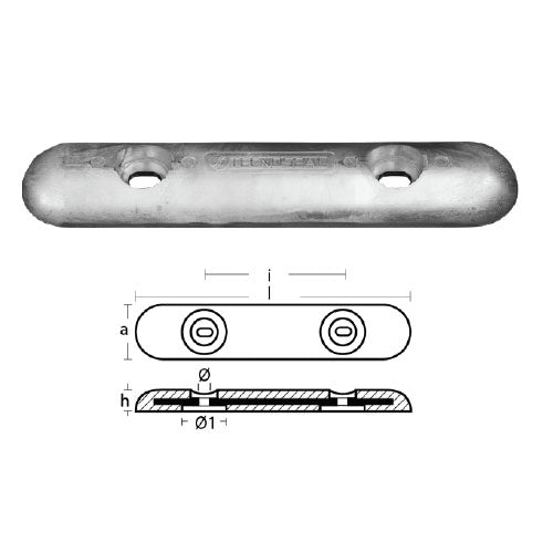 Anodo Piastra in zinco per Fairline Sunseeker, Asolata per Barca, scafo, poppa