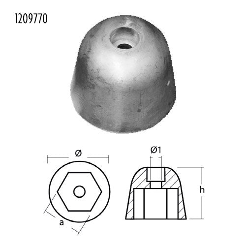Anodo Ricambio per Elica di manovra Sleipner Sidepower - Ricambio Anodo ø mm 42