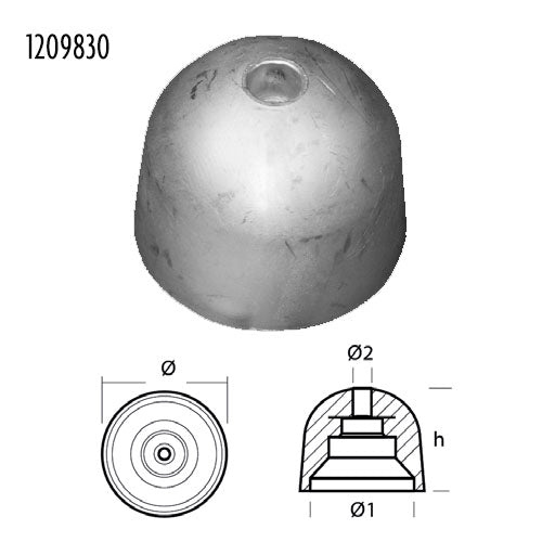 Anodo Ogiva Conica per Elica di manovra Vetus - Ricambio Anodo Vetus Ø50 mm
