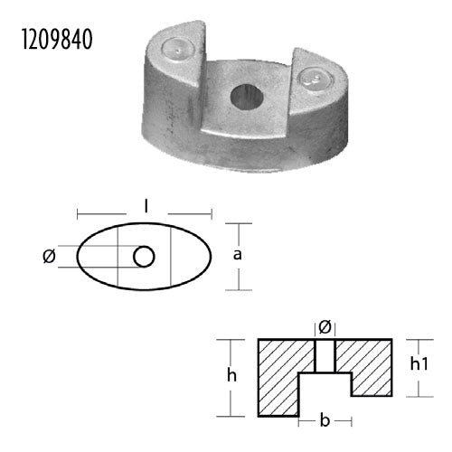 Anodo Piastina per Elica di manovra Vetus Set0153 - Ricambio Anodo Vetus