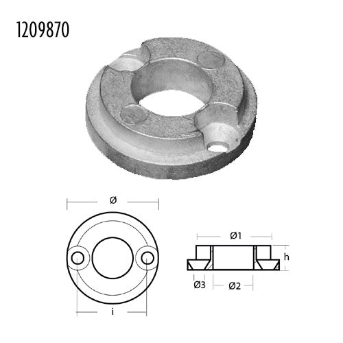 Anodo Piastrina - Serie - Kgf 25 Elica di manovra Vetus - Ricambio Anodo Vetus