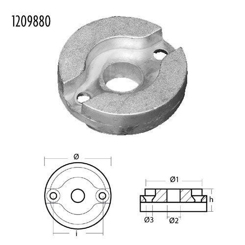 Anodo Piastrina per Elica di manovra Vetus - Ricambio Anodo Vetus Kgf 35 E 55