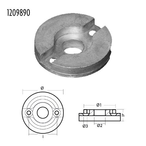 Anodo Ricambio per Elica di manovra Vetus - Ricambio Anodo Ogiva Esagonale Ø56mm