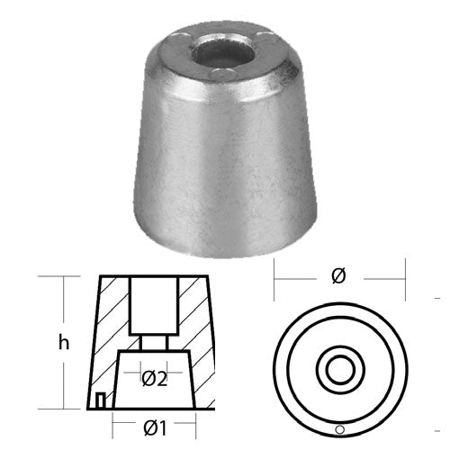 Anodo Ogiva per Elica Ricambio Ogiva Reggiani per Asse 25 30 35 40 45 50 55 60