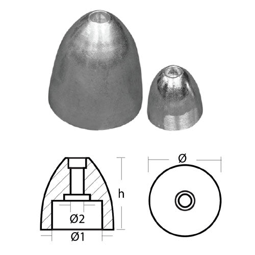 Anodo Ricambio Ogiva per Elica MTF Asse A20/30 A35/50 A50/100- Anodo per barca