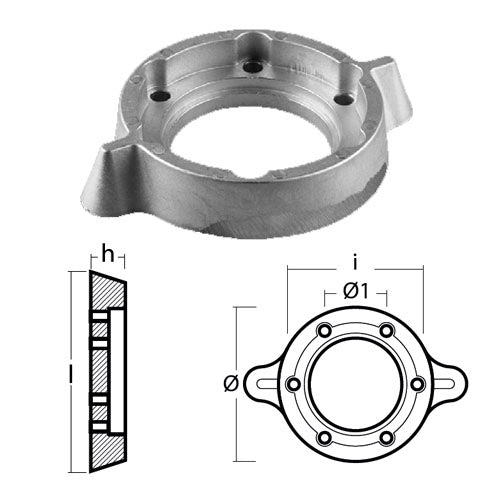 Anodo Arneson Collare piede poppiero Technodrive SP60 SAILDRIVE