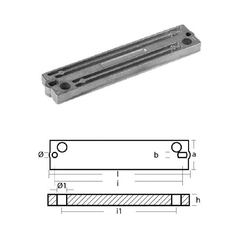 Anodo Piastra Per Motori - Evinrude 40/70 Cv Hp 4 T