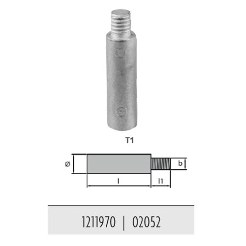 Anodo Bukh Barrotto per Motore Zinco Ottone 3/8"x12