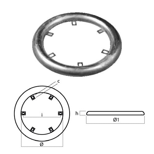 Anodo Collare Kamewa Con inserti - Ricambio Anodi Kamewa