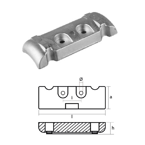 Anodo Piastra per Verado 215-275-35 Piastrina Mercury Mercruiser in Alluminio