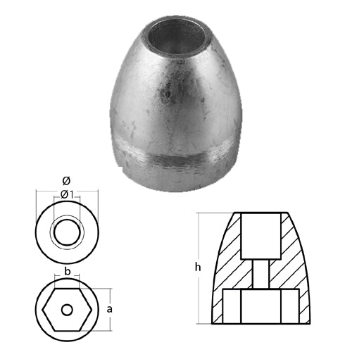 Anodo Ogiva per Mercruiser Serie Bravo 3 - Mercury Mercruiser in zinco