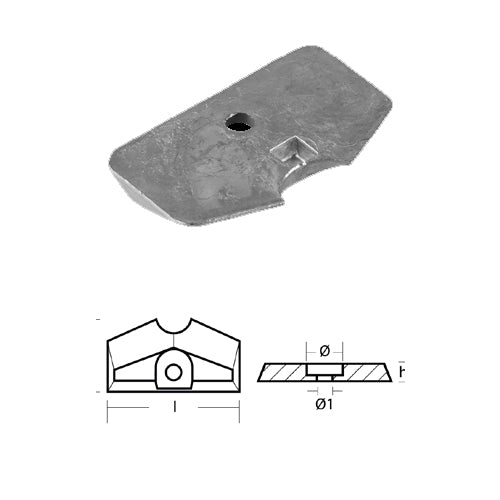 Anodo Piastra per Mercury Motore con foro- Piastra Mercury Mercruiser