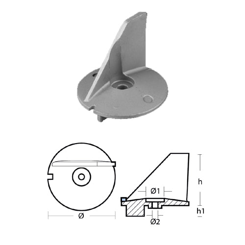 Pinna per motore Tohatsu SERIE - 60/70/90 HP 12/140 HP - Anodi Tohatsu