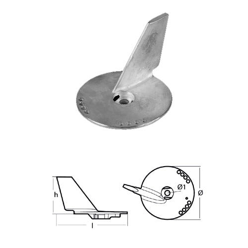 Anodo Pinna Suzuki Motore 50/70 HP CV DF60 DF70 - Anodo Suzuki Alluminio