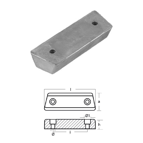 Anodo Volvo Penta Barra 290 duo prop AQ AQ 280 -290, SP Zinco