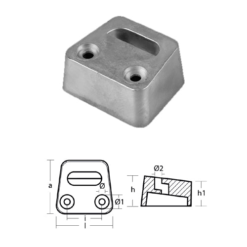 Anodo Volvo Penta Piastra di poppa per Volvo Penta SX - DPS Alluminio