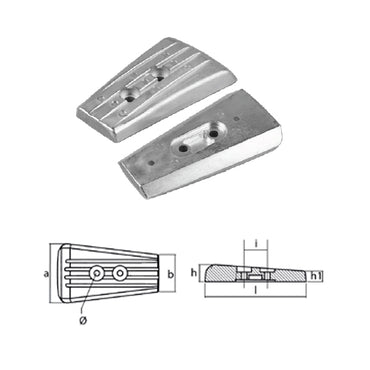 Anodo Volvo Penta Piastrina per serie SX 2 fori Zinco
