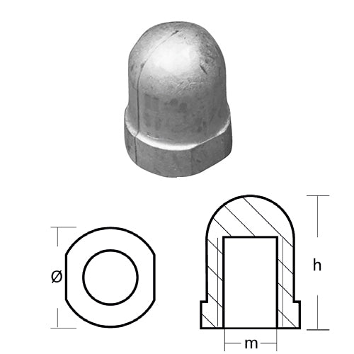 Anodo Dado per Asse Renault Marine Diametro 22-25 28-34 40