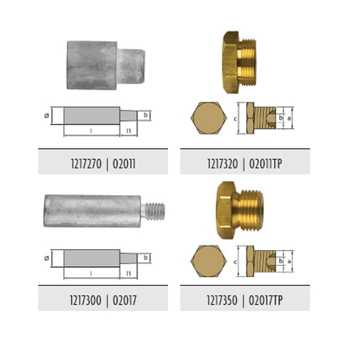 Anodo Ftp Aifo L.40 D.14 M8 Barrotto motore Barca