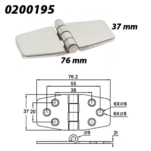 Cerniera Inox 76X37 Accessori Nautici Klovoo