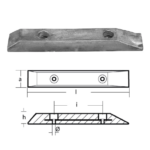 Anodo Anodo In Magnesio Gdf 500X80X50X240 per barca in zinco