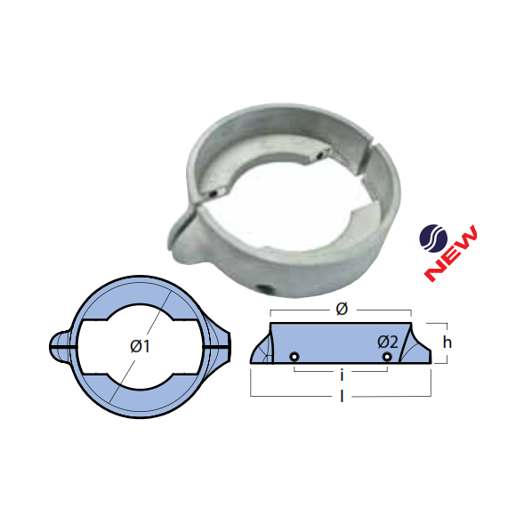 Anodo Volvo Penta collare a 2 pezzi volvo penta 120 sail drive Zinco