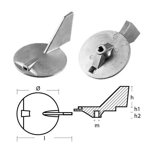 Anodo Pinna per fuoribordo Yamaha V6 150 - 225 HP, Anodi Yamaha Alluminio