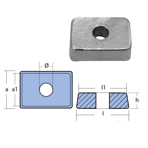 Piastrina per motore Tohatsu 60/70/90/120/140/150 HP - Anodi Tohatsu Zinco