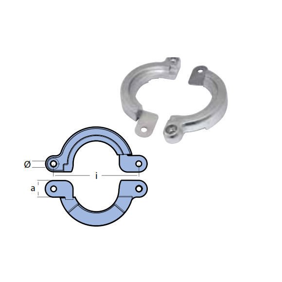Anodo Collare Yanmar SD20, SD25, SD30, SD31, SD40, SD50, SD60 Alluminio