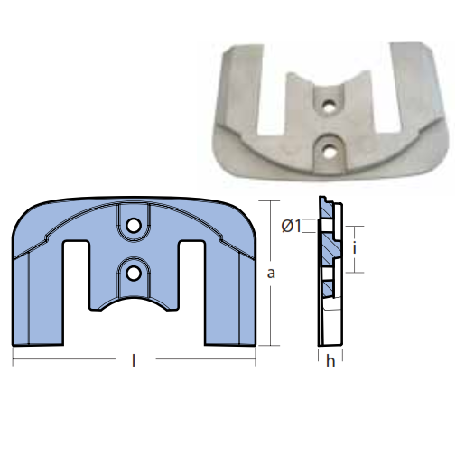 Anodo Piastra Anicavitazione Yanmar Sterndrive ZT350-ZT370 in Zinco