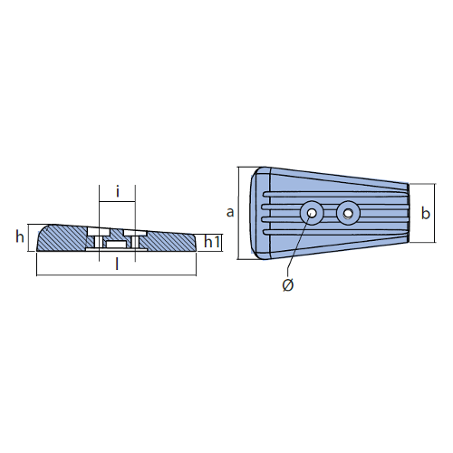 Anodo Volvo Penta Piastrina per serie SX 2 fori Zinco