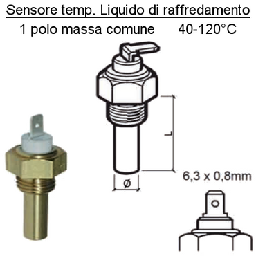 Sensore Temperatura Liquido Raffredamento Motore Barca 40-120°, 1 polo