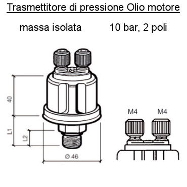 Sensore Pressione Olio Motore (10 Bar) M10 X 1 Tapered, Short