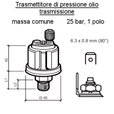 Sensore Pressione olio trasmissione, 25 bar-1 polo (2), per Barca