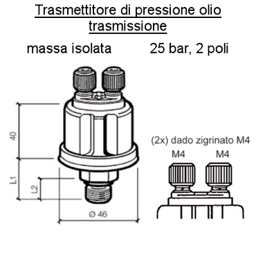 Sensore Pressione Olio Trasmissione (25 Bar) M18 X 1.5, per barca