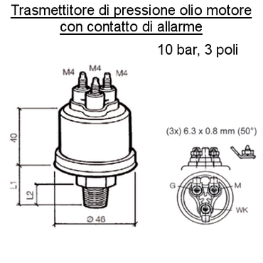 Sensore Pressione Olio Motore (10 Bar) 1/8" - 27 Dryseal Nptf