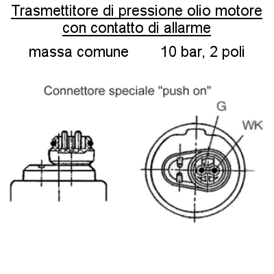 Sensore Pressione Olio Motore Barca Sensore 10 bar-2 poli (9) all, con Allarme