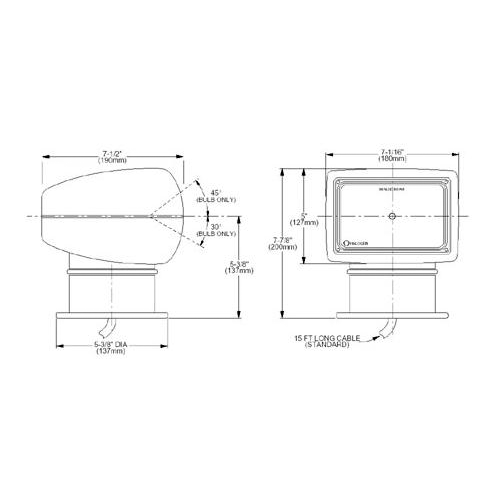 Proiettore per barca, Alogeno Jabsco 135 SL con comando a distanza, 12 o 24 volt