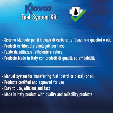 Kit Pompa Manuale Travaso Carburante (Benzina, Gasolio, Olio) Omologato e Certificato