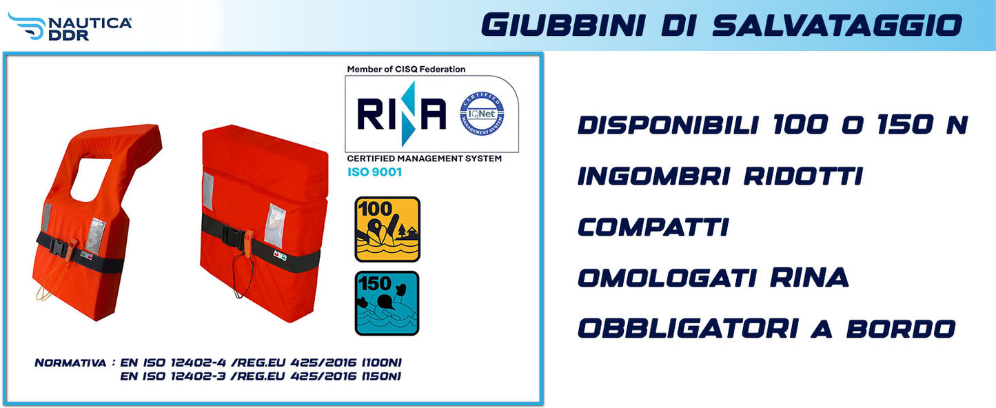 Giubbino di salvataggio barca da 150N, taglia L, EN ISO 12402 - 110 N Omologato